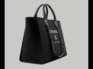 Canvas deauville tote shoper bag black 3D Model
