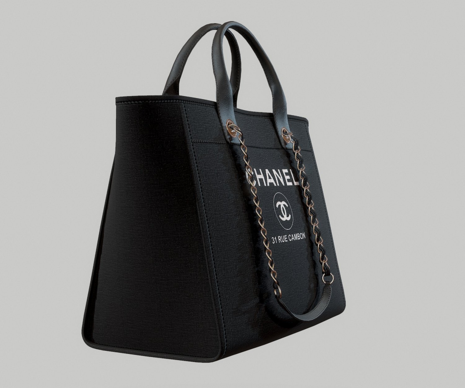 3D model CHANEL Canvas Deauville Tote Shoper Bag White VR / AR / low-poly