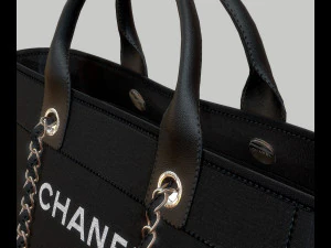 Canvas deauville tote shoper bag black 3D Model