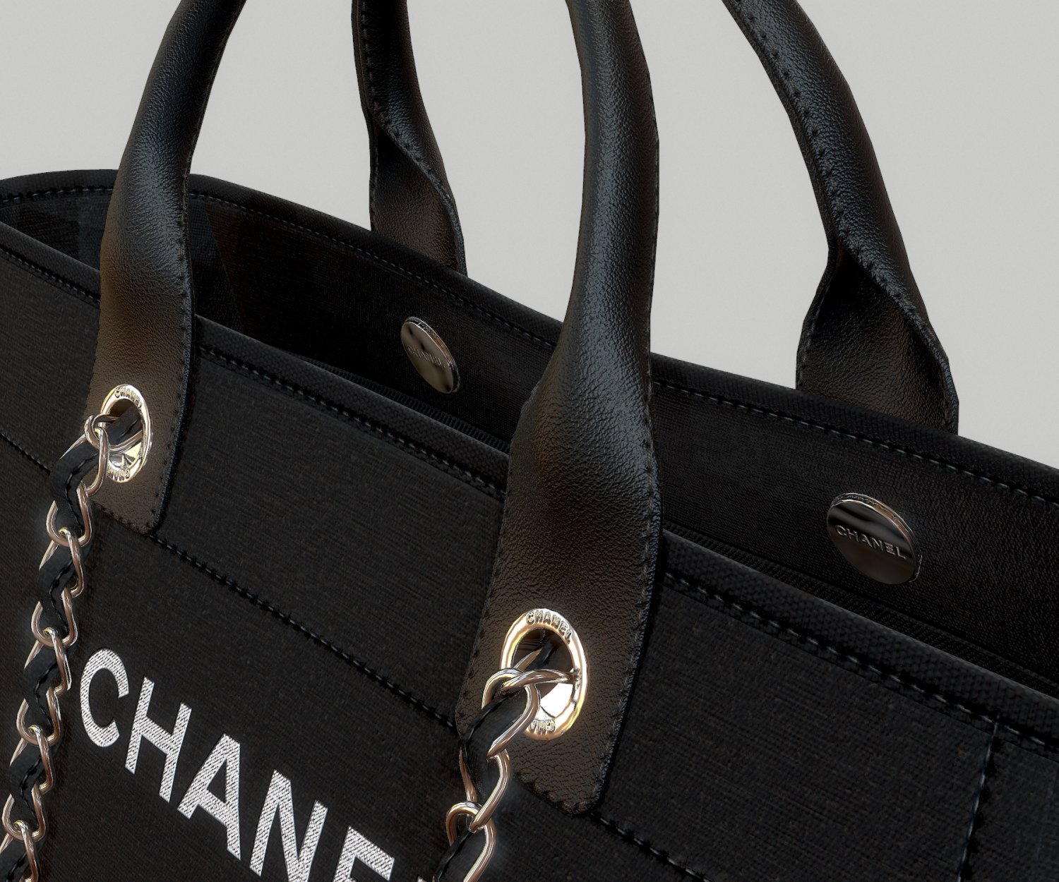 chanel canvas deauville tote shoper bag black 3D-Modell in Kleidung 3DExport
