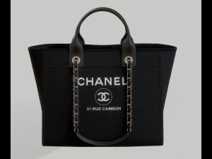 Canvas deauville tote shoper bag black 3D Model