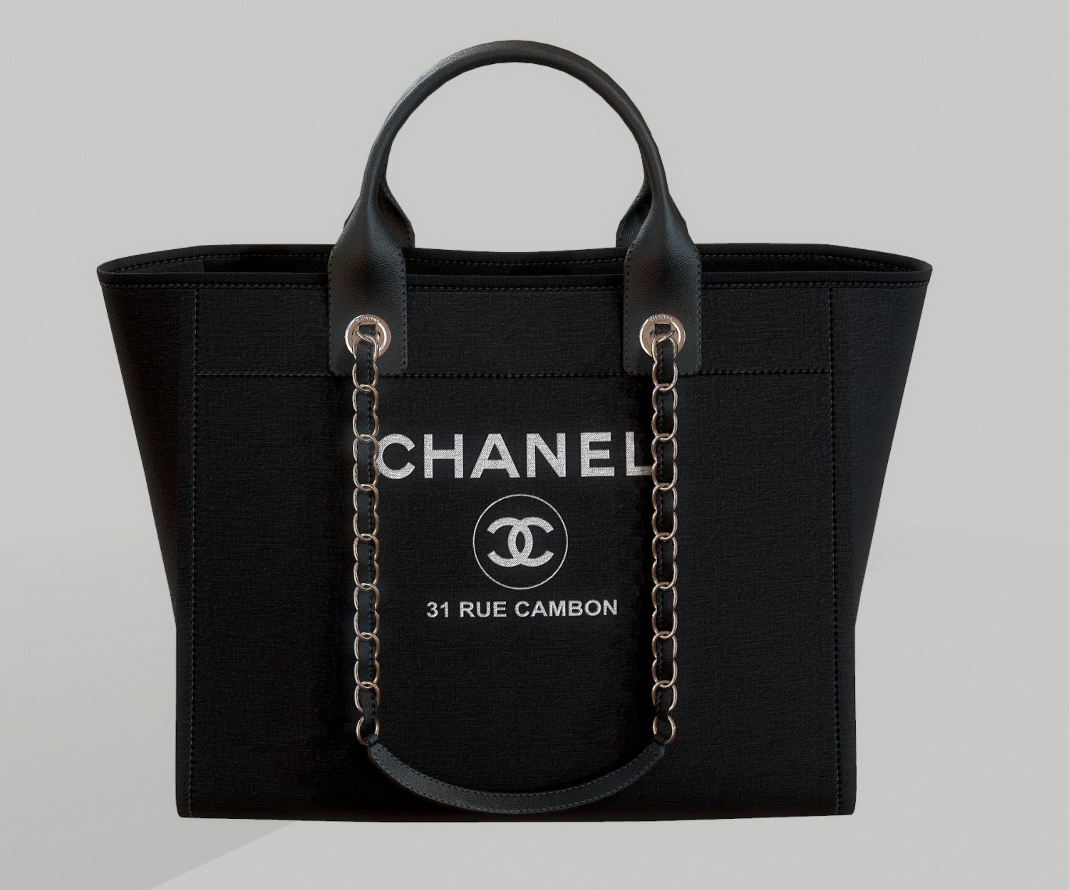 chanel canvas deauville tote shoper bag black 3D-Modell in Kleidung 3DExport