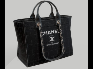 Canvas deauville tote shoper bag black 3D-Modell