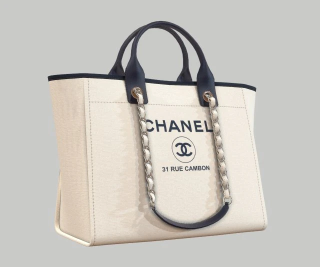 Canvas deauville tote shoper bag white 3D Model .c4d .max .obj .3ds .fbx .stl .blend 