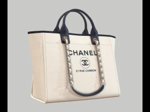 Canvas deauville tote shoper bag white 3D Model