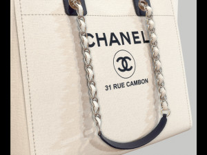 Canvas deauville tote shoper bag white 3D Model