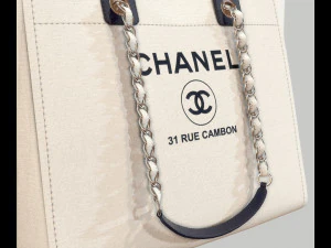 Canvas deauville tote shoper bag white 3D Model