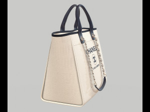 Canvas deauville tote shoper bag white 3D Model
