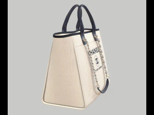Canvas deauville tote shoper bag white 3D Model