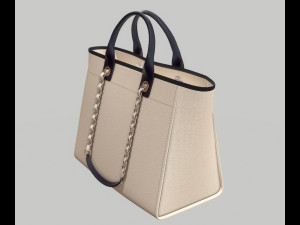 Canvas deauville tote shoper bag white 3D Model