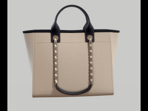Canvas deauville tote shoper bag white 3D Model