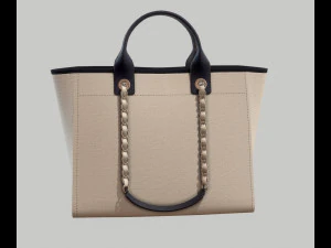 Canvas deauville tote shoper bag white 3D Model