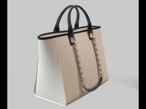 Canvas deauville tote shoper bag white 3D Model
