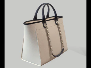 Canvas deauville tote shoper bag white 3D Model