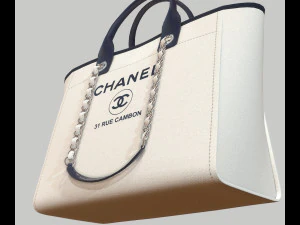 Canvas deauville tote shoper bag white 3D Model