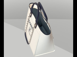 Canvas deauville tote shoper bag white 3D Model