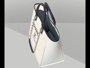 Canvas deauville tote shoper bag white 3D Model