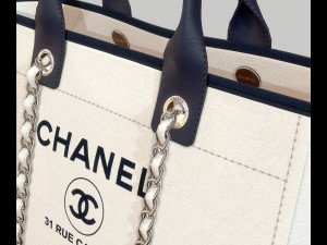 Canvas deauville tote shoper bag white 3D Model