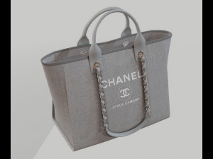 Canvas deauville tote shoper bag gray 3D-Modell