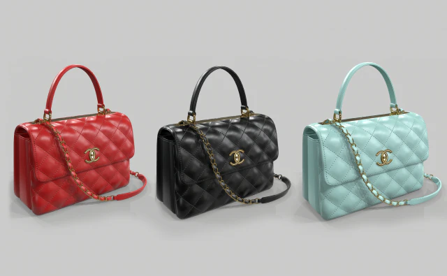 Small flap bag with top handle 3D Model .c4d .max .obj .3ds .fbx .stl .blend 