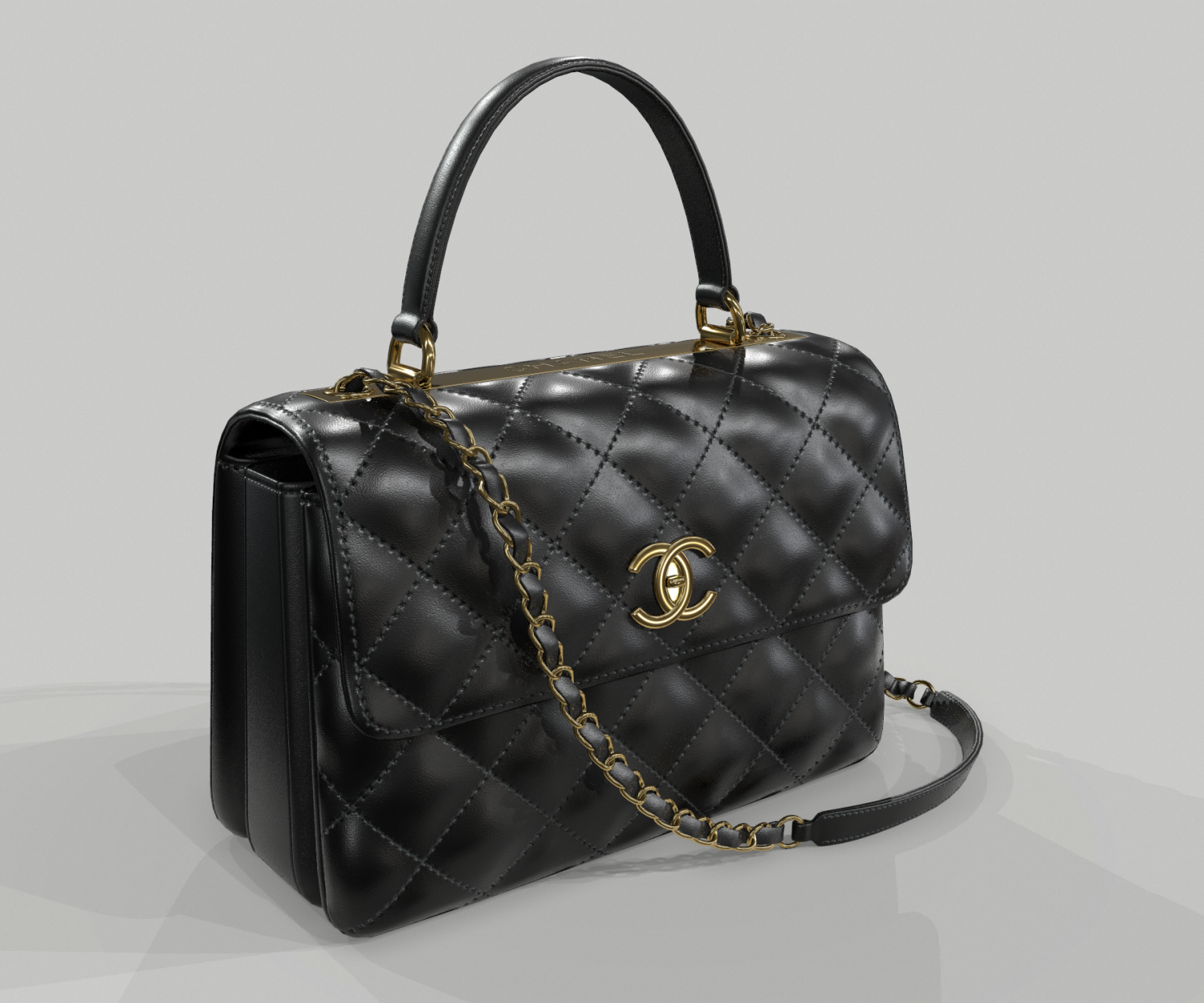 chanel small flap bag with top handle 3D Model in Clothing 3DExport