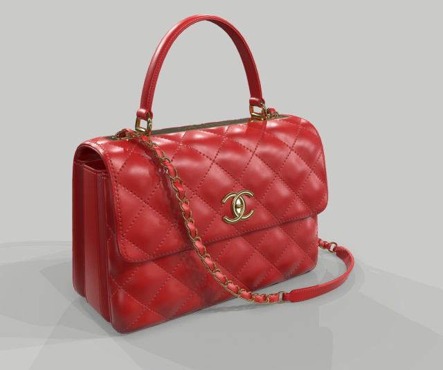 Chanel red shop top handle bag