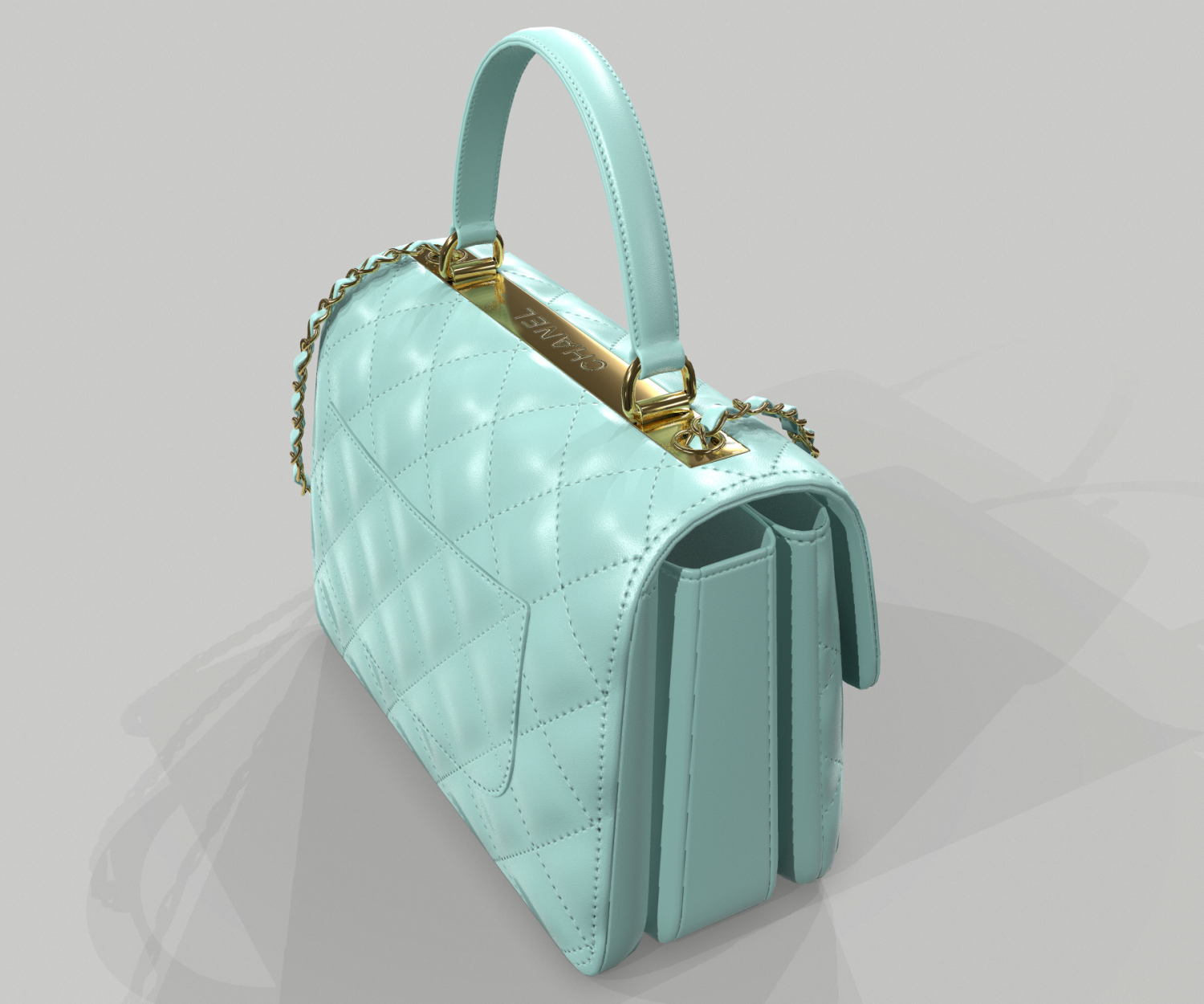 3D model Chanel Small Flap Bag With Top Handle Light Blue VR / AR