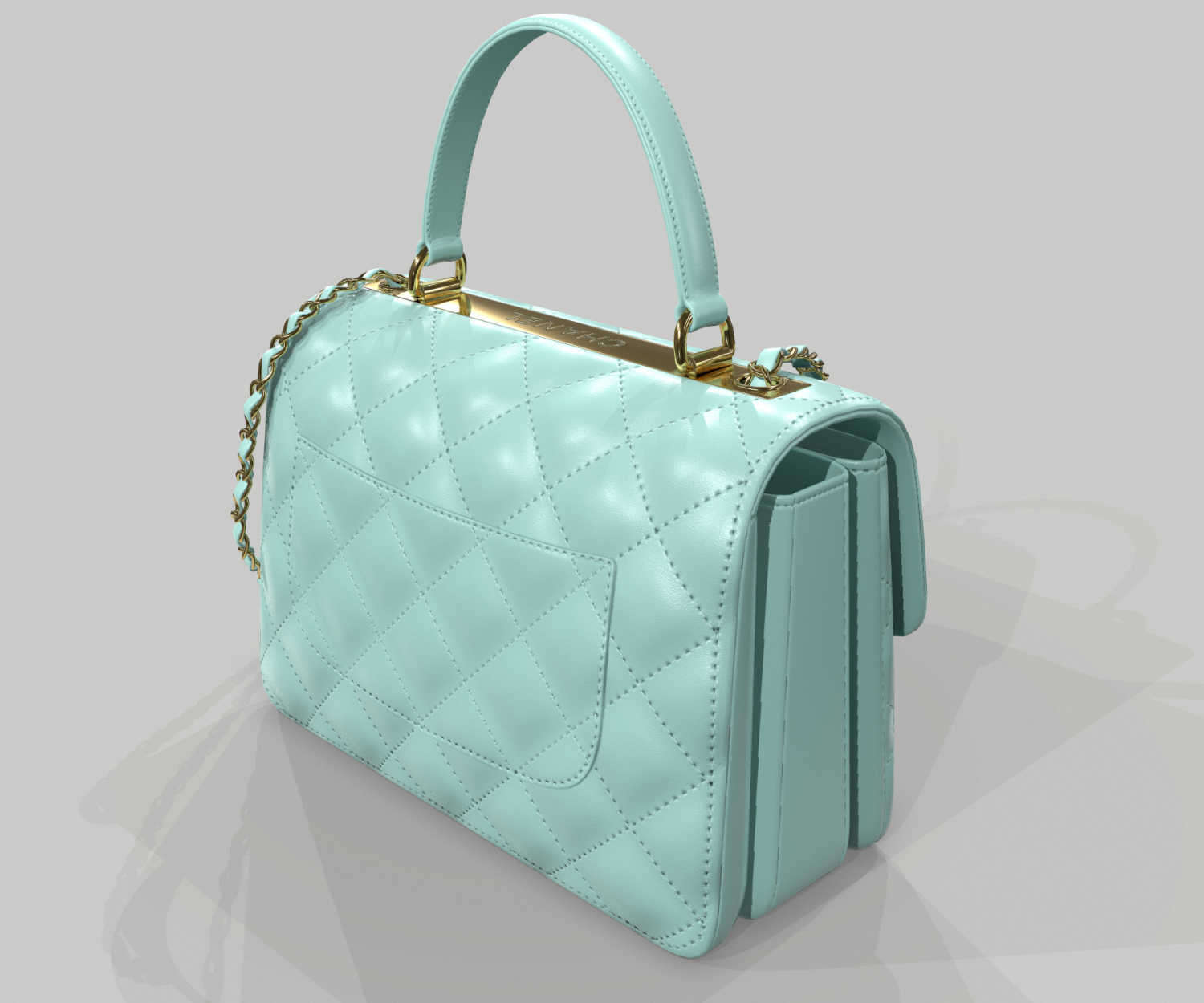 3D model Chanel Small Flap Bag With Top Handle Light Blue VR / AR /  low-poly