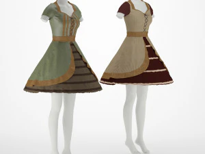 mannequin woman old costume cloth 3D Model