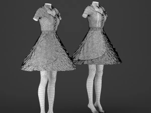 mannequin woman old costume cloth 3D Model