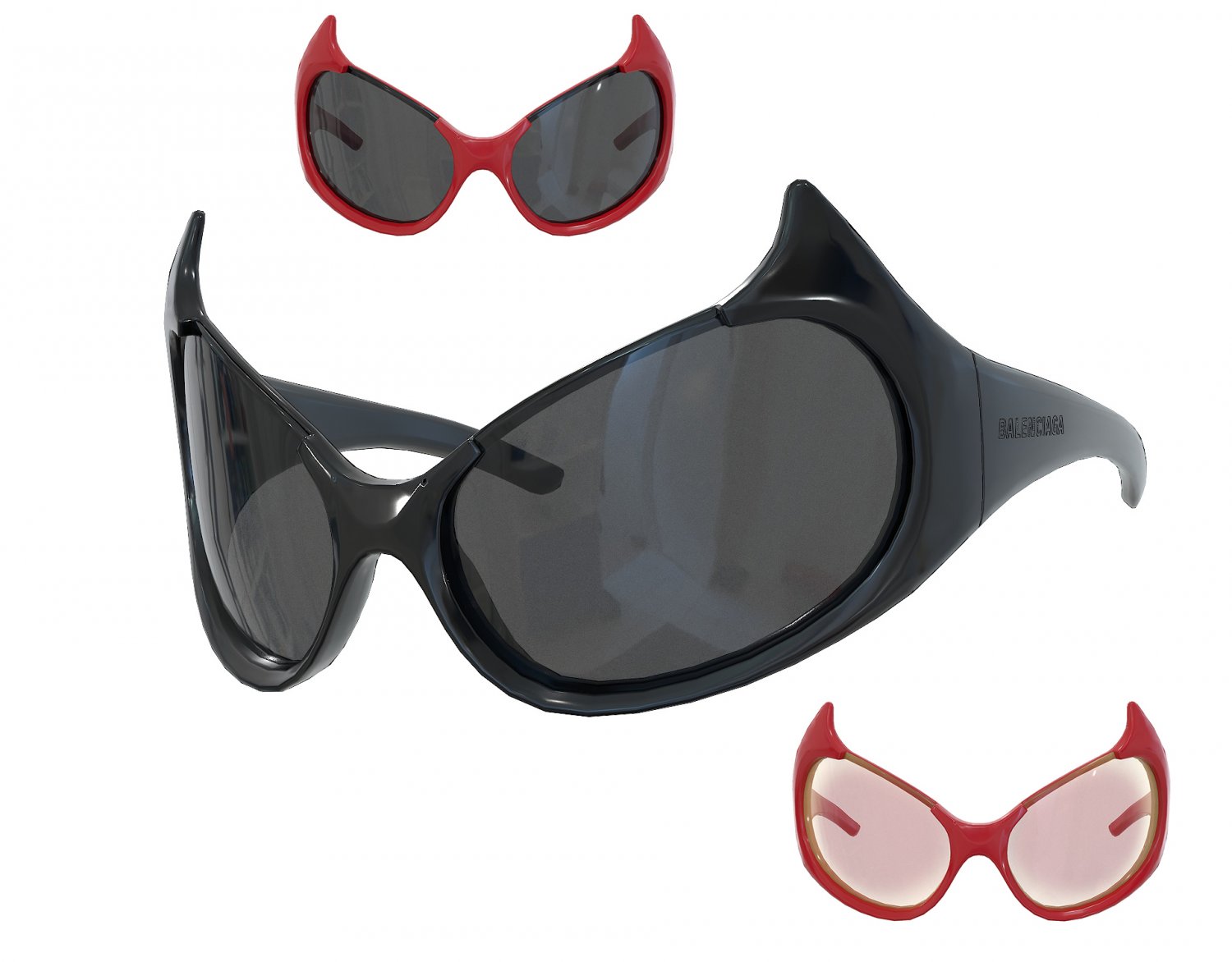 Balenciaga Gotham Cat Sunglasses 低ポリ 3Dモデル