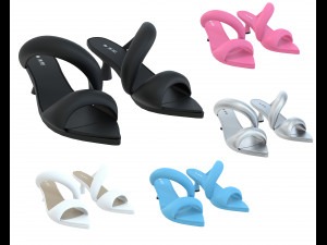 JW PEI Women's Sara Mule Heeled Sandals,Black,Size 5