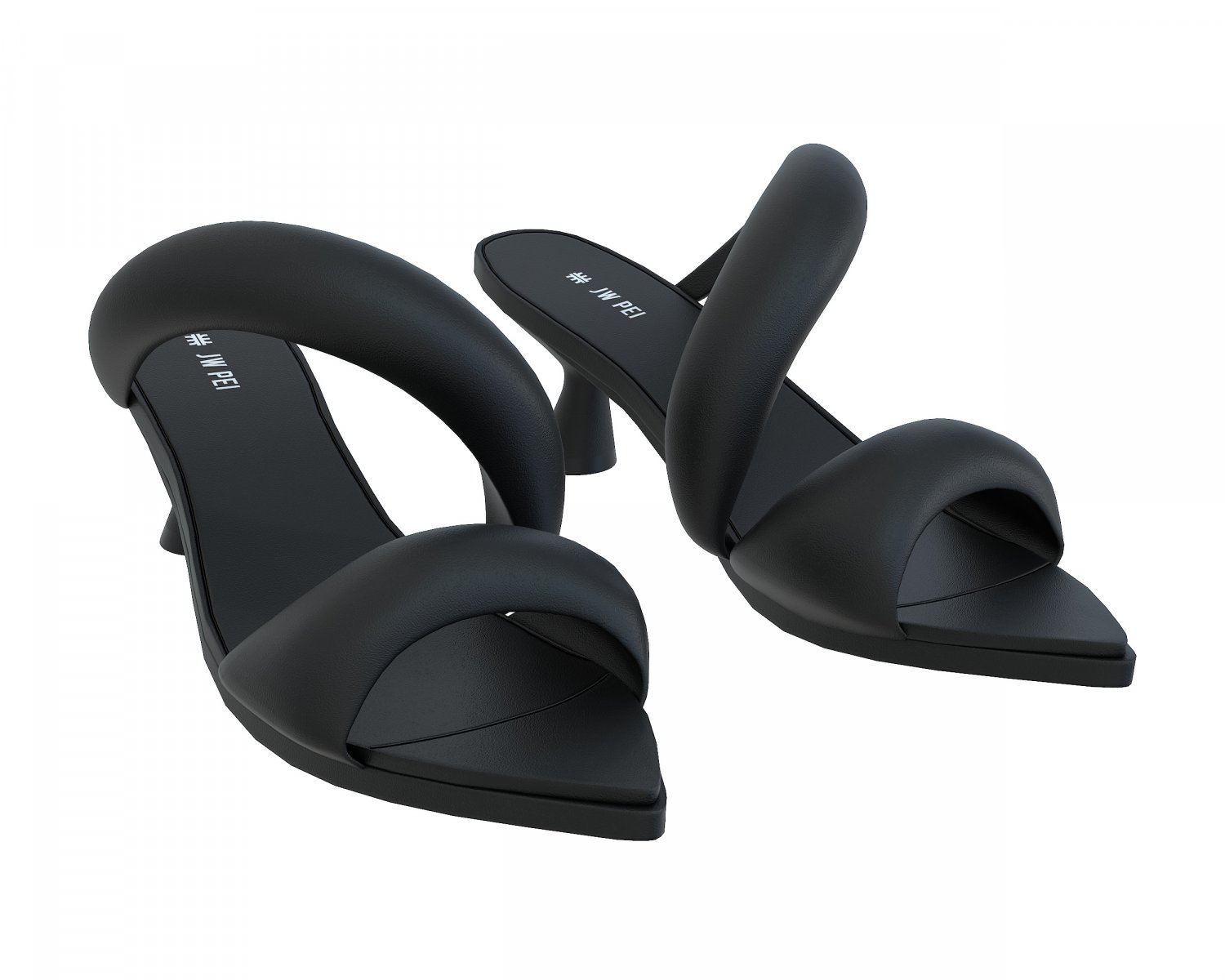  JW PEI Women's Sara Mule Heeled Sandals,Black,Size 5
