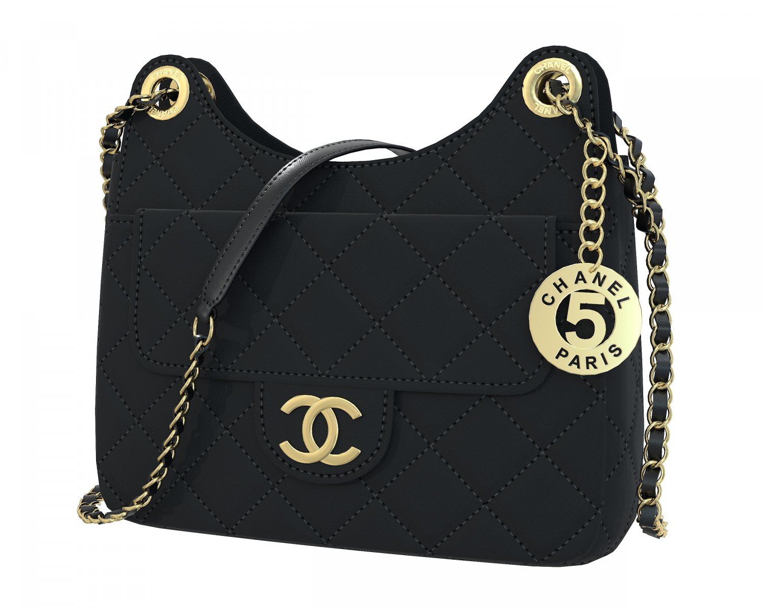 Chanel Small Hobo Bag Low-poly 3D Model