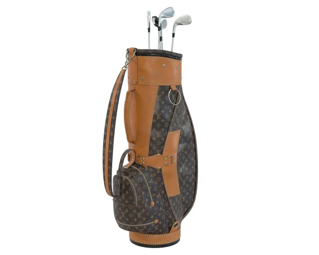 Vintage Monogram Golf Bag with Clubs 3D Model .c4d .max .obj .3ds .fbx .stl .blend 