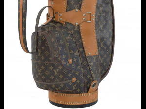 Vintage Monogram Golf Bag with Clubs 3D Model