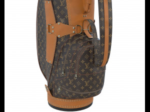 Vintage Monogram Golf Bag with Clubs 3D Model
