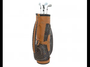 Vintage Monogram Golf Bag with Clubs 3D Model