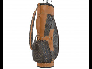 Vintage Monogram Golf Bag with Clubs 3D Model