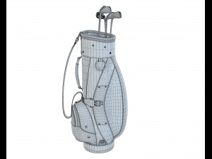 Vintage Monogram Golf Bag with Clubs 3D Model