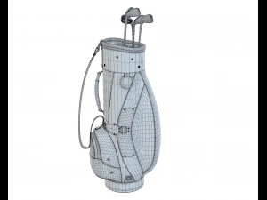 Vintage Monogram Golf Bag with Clubs 3D Model