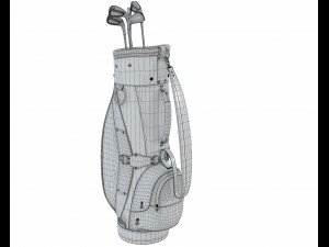 Vintage Monogram Golf Bag with Clubs 3D Model