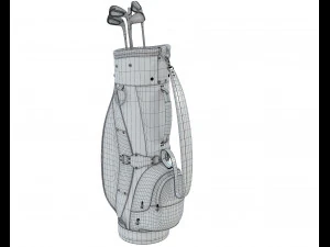 Vintage Monogram Golf Bag with Clubs 3D Model