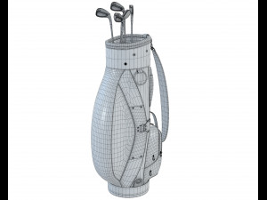 Vintage Monogram Golf Bag with Clubs 3D Model