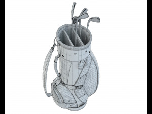 Vintage Monogram Golf Bag with Clubs 3D Model