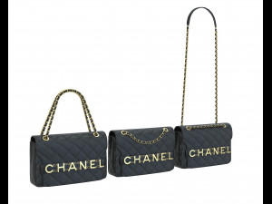 Front Logo Flap Bag Black 3Dモデル