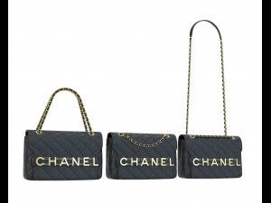 Front Logo Flap Bag Black 3D Model