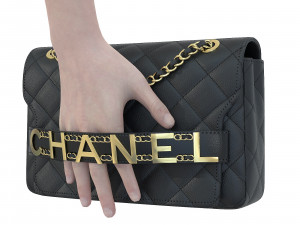Front Logo Flap Bag Black 3D Model