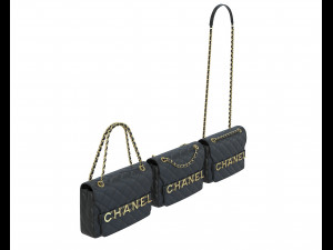 Front Logo Flap Bag Black 3D Model