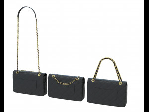 Front Logo Flap Bag Black 3D Model